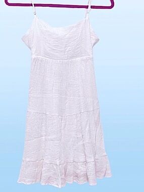 Cotton Candy L.A.- White Spaghetti Strap Flowy Gauze Mini Dress. Size: small